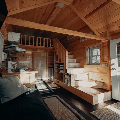 A cabinet style tiny home.