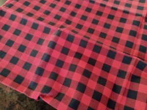 Red and black checker fabric for tray