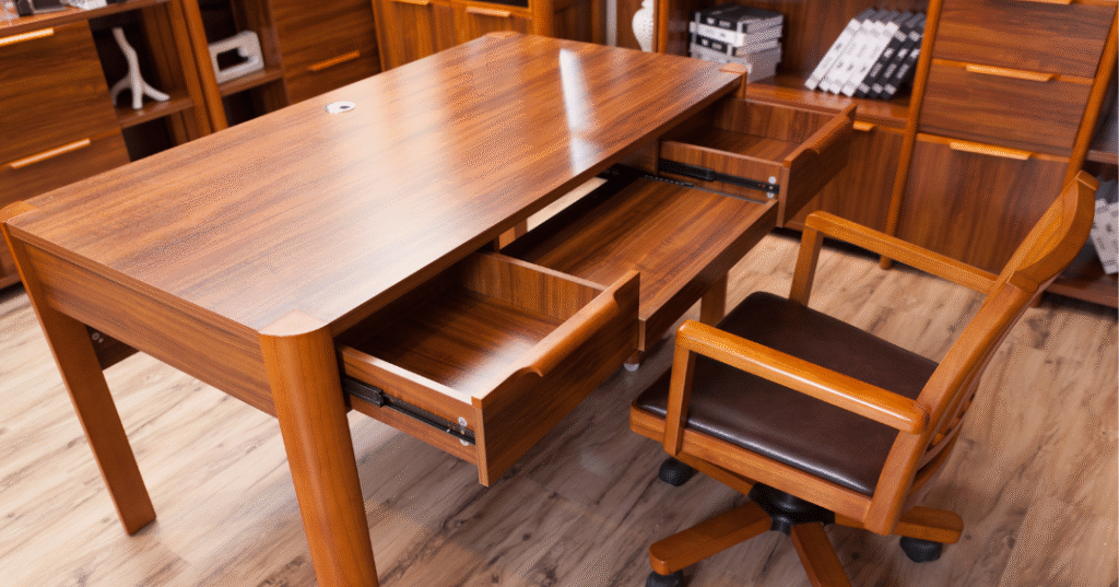 Wood des and chair.