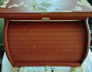 Red distress bread box