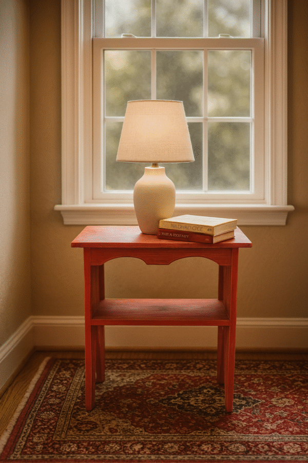 barn red farmhouse entryway table