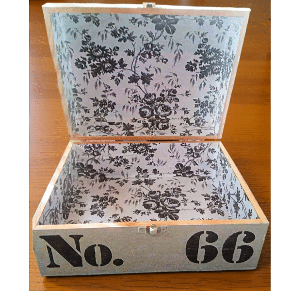 white wooden storage box no.66