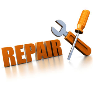 I image with the words repair and a wrench and screwdriver.