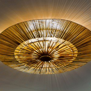 Round upcycle ceiling light fixture.