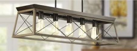 Updated light fixture in updated kitchen.