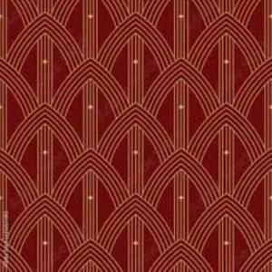 Maroon Art Deco pattern wallpaper.