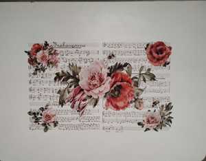 Floral sheet music furniture transfer.