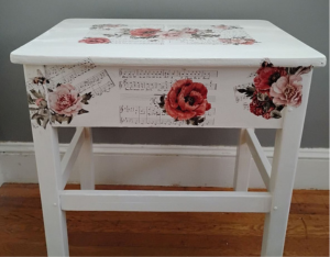 Floral sheet music furniture transfer on desk