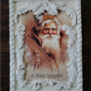 Garland clay mold added to Santa wood board.