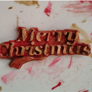 Merry Christmas mold painted.