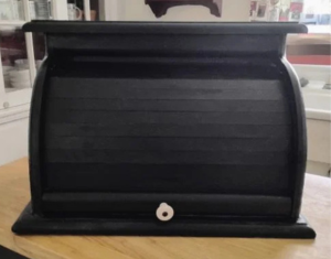 Black upcycle bread box.