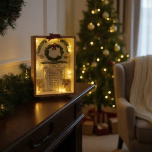 Wood box fireplace craft.