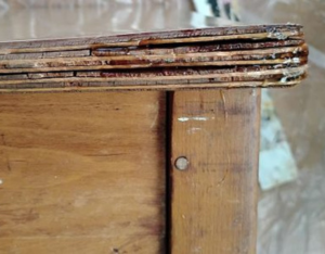Damage wood desk