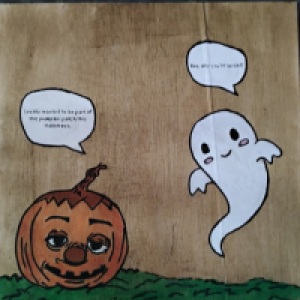Painted pumpkin and ghost