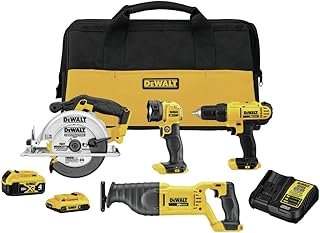 DEWALT 20V MAX Power Tool Combo Kit, 4-Tool Cordless Power Tool Set