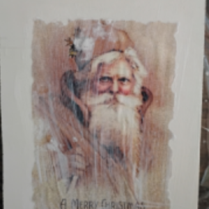 Decoupage Santa tissue paper.