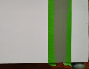 Taped area to add stripes to trunk.