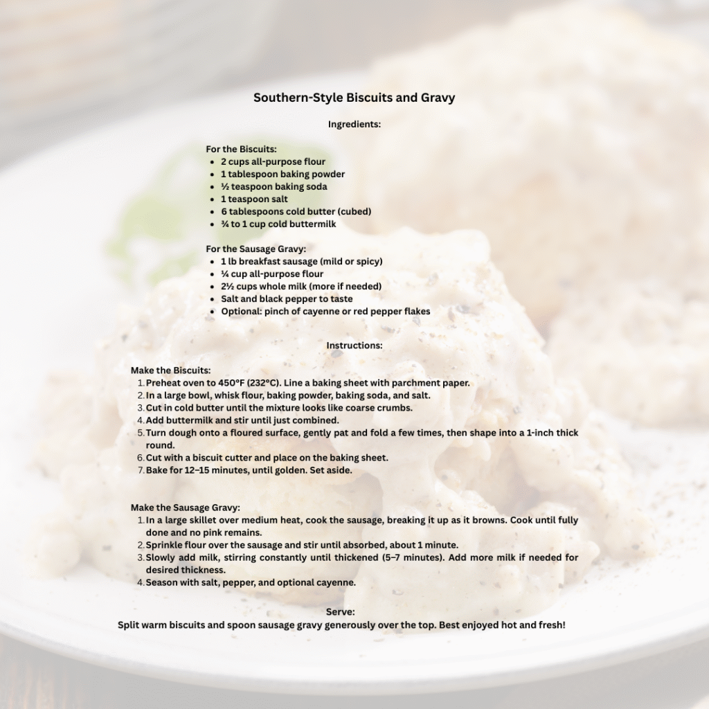 southern style biscuits and gravy