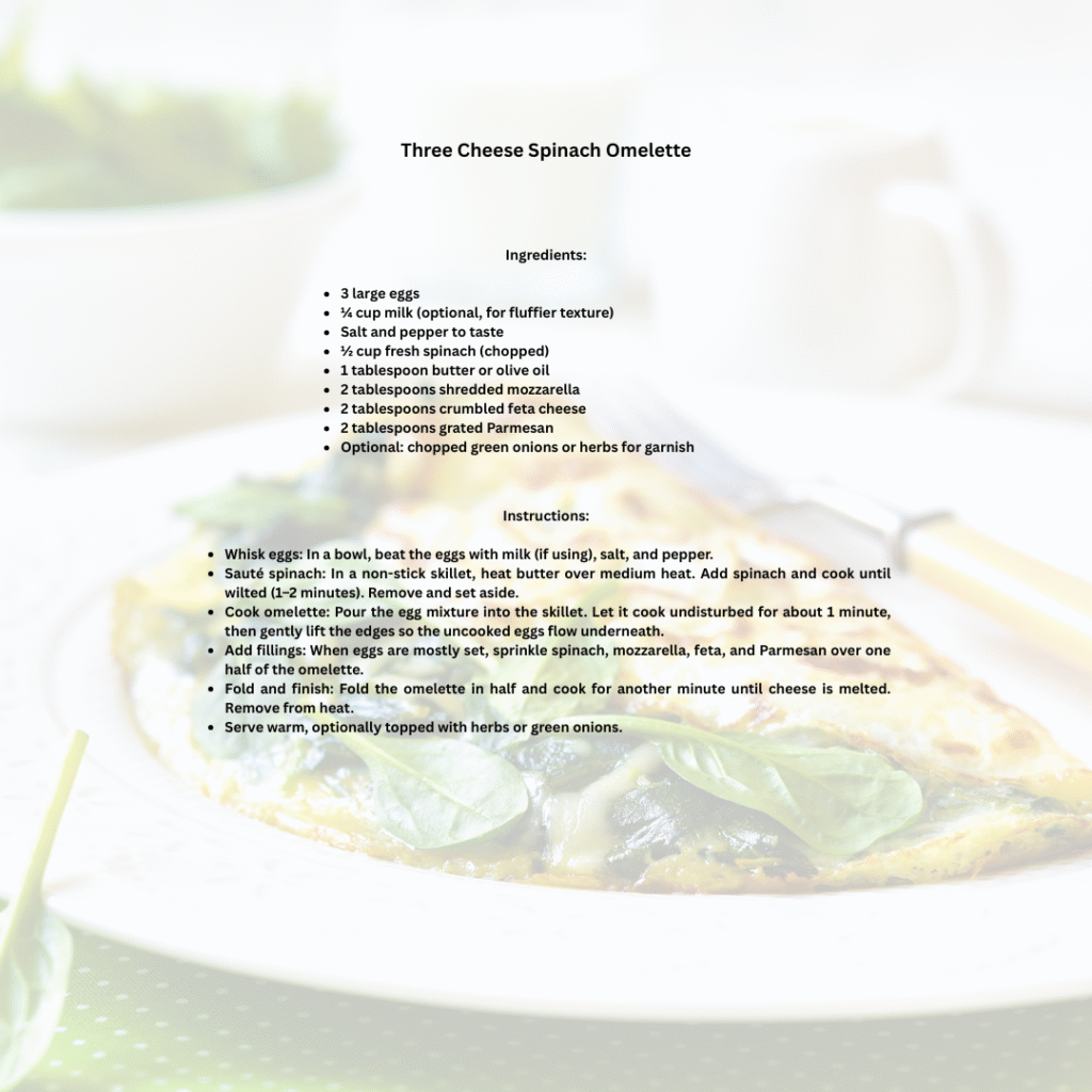 three cheese spinach omelette