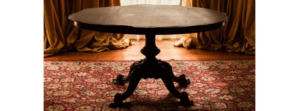 Large table in foyer.