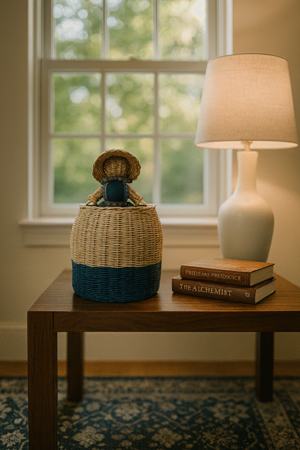 girl blue basket
