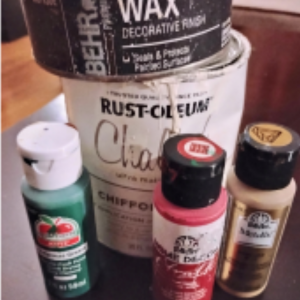 Assorted paints and wax.