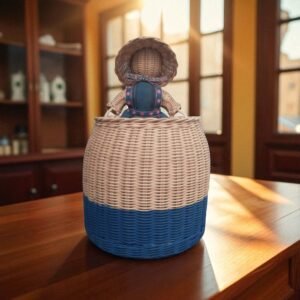 girl blue basket