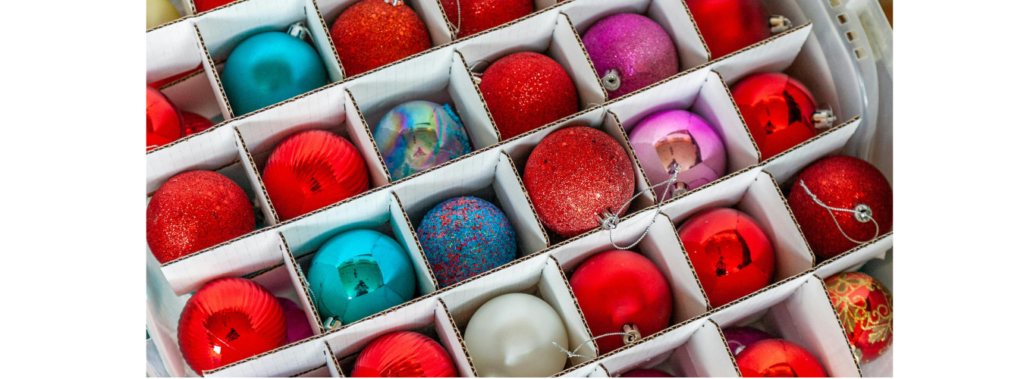 Assorted colored Christmas ornaments